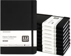KODAPAGE Black A5 Liend Journal Notebook, 7mm College Ruled Notepad, Journaling for Writing, Work, School, Travel and Note Taking, Hardcover 224 Pages (112 Sheets) 5.5 x 8.3 inches (8 Pack)