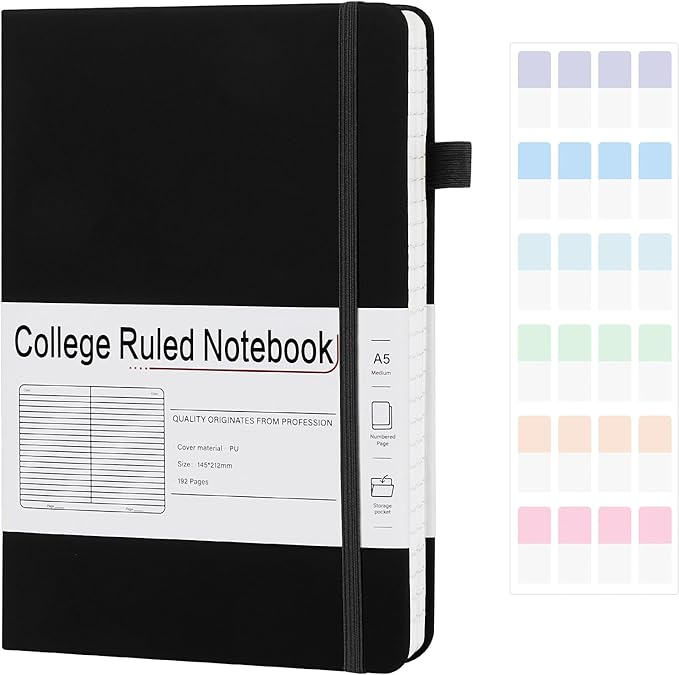 CronElysia A5 Lined Journal Notebooks for Work, 192 Pages, Medium 5.7 x 8.3inch, College Ruled, Vegan Leather Hardcover Journals for Women Men,1 Pack