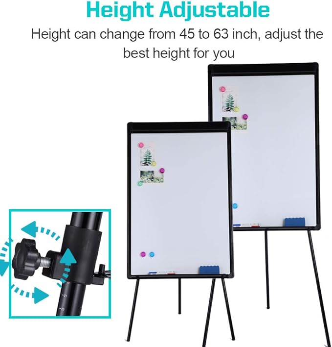 DexBoard 2 Pack Whiteboard Easel 36" x 24" Height Adjustable, Magnetic Dry Erase Board with Tripod Stand, Portable Presentation Easel Includes Flip Chart Paper Pad (25 Sheets), Magnets & Eraser