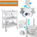 Rolling Utility Cart,Qiwey Medical Utility Cart with Drawers,3-Tier Esthetician Cart with Wheelsfor Beauty Salon SPA Commercial Hospital Office Lab Cart White