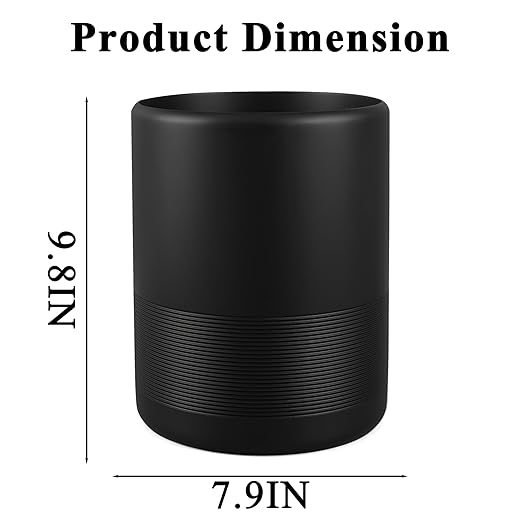 YMXYJM Modern Resin Trash Can Bin, Wastebasket for Bathroom, Kitchen, Office, Home, Black