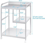 Fannova Large Printer Stand Table with Storage Shelf for Host Computer, PC Tower, CPU and Shredder, 3 Tier Rolling Printer Cart with Wheels for Home Office Storage and Organization - White
