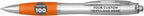 DISCOUNT PROMOS Personalized Ballpoint Pens With Rubber Grip, 100 pack Customizable Ergonomic Click-to-Write Custom Writing Pens for School with Black Ink, Orange