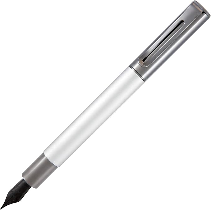 Monteverde USA Ritma Fountain Pen in Silver – Stub Nib, Calligraphy JoWo Stainless Steel, Refillable Ink Cartridge/Converter – Perfect for Artists & Calligraphers