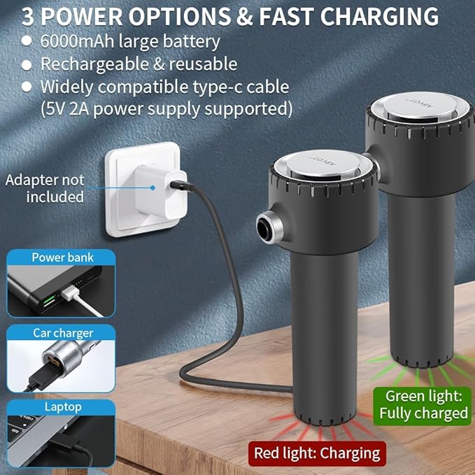 ABVOT Electric Air Duster, Compressed Air Duster, Portable 45000 RPM Cordless Dust Blower, 6000mAh Battery Air Can Duster, Powerful Computer Keyboard Cleaning Air Spray
