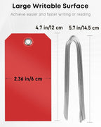 Uniclife 120 Pcs Red Plastic Tags for Labeling 4.7"x 2.36" Plastic Shipping Tag with Wire Writable Waterproof Tag Price Tags with Reinforced Eyelet Blank Hang Label for Luggage
