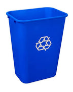 Amazon Basics Trash Can, Rectangular Commercial Office Wastebasket, Recycle Logo, 10 Gallon (Pack of 1), Blue