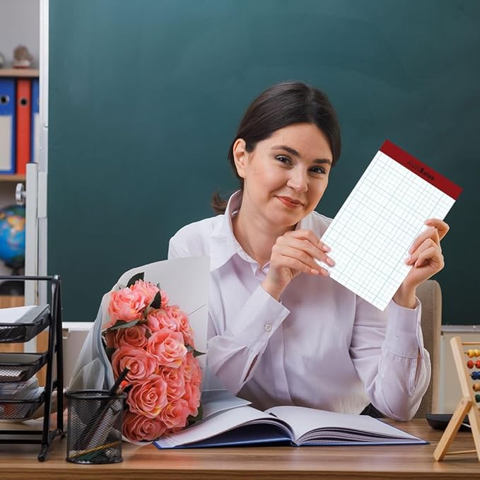 Grid Paper Pad 5x8 Inches, Graph Paper Pad 4x4, Grid Notepad, 1 Pack, 5x8 Graph Paper 1/4 Grid, Graphing Paper, Engineering Pad, 100 Sheets 200 Pages Perforated Pad for School, Home, & Office