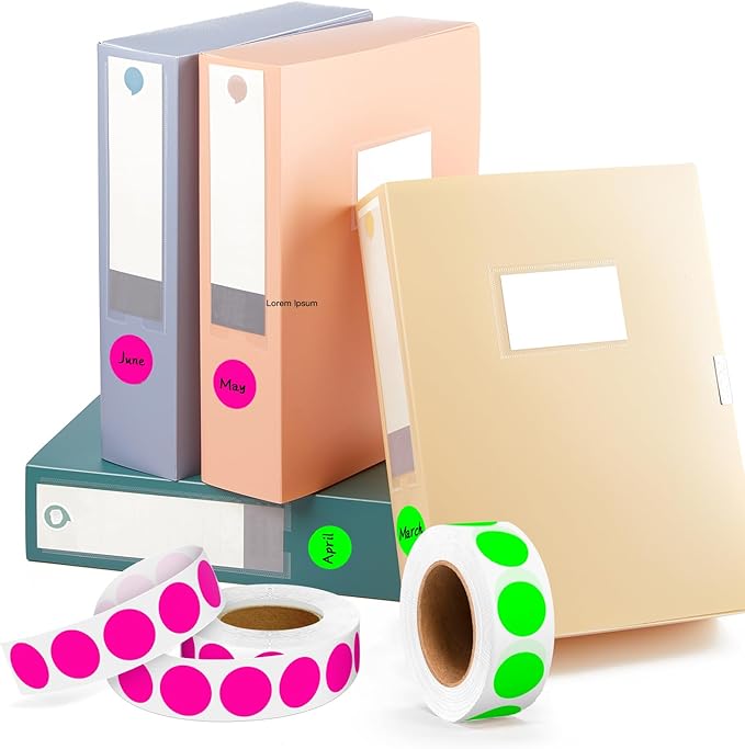 PARLAIM 2 Rolls 2000PCS 3/4" Round Circle Color-Code Dot Stickers,2 Color Style Colorful Coding Label Sticker for Home Office Classroom (Fluorescent Green+Fluorescent Pink)