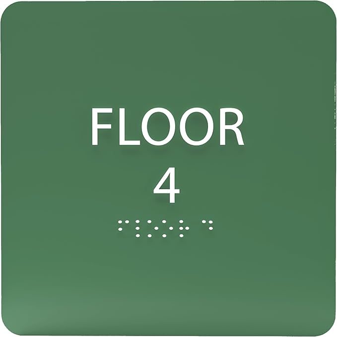 ADA CENTRAL SIGNS - 6" X6" Floor 4 Sign - ADA Compliant Tactile Graphics Grade 2 Braille Text Acrylic Wall Signs - Directional Assistance, Floor Number Safety Sign for Office, school Hospital, Apartment