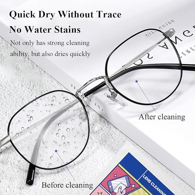Pre-Moistened Lens Cleaning Wipes, Cleaning Wipes for Glasses, Computer & Laptops Screens, Smart Phones, Optical Lens, Goggles, and Watch Screen l Quick-Dry and Scratch-Free (Multicolor)