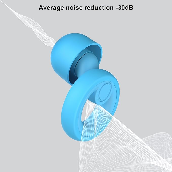 Jayine Ear Plugs for Noise Cancelling Ear Protection EarPlugs for Sleep,Concerts,Work,Study,8 Size Eartips with Small Box,Perfect -30dB Silicone Earplugs for Noise Reduction - Blue