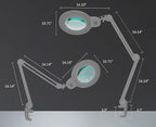 Neatfi XL Bifocal LED Magnifying Lamp, 7-Inch Acrylic Lens, 5D/20D Magnification, Hands-Free, Dimmable, 84 SMD LED, Adjustable Arm for Crafts, Reading, Close Work (Silver, with Clamp)