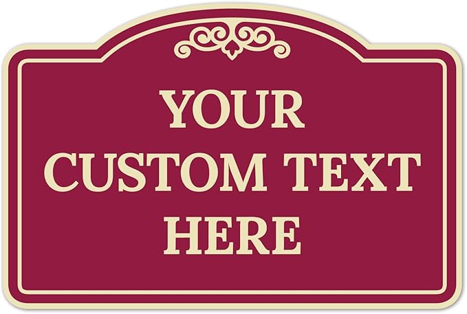 Custom Decorative Sign, Personalized Metal Sign for Driveway, Home, Airbnb, Door Plaque, Burgundy Background 12x18 Inches, ACM, Fade Resistant, Made in USA by Sigo Signs