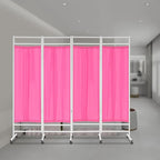 Medical Privacy Screens, Waterproof Nylon Fabric, 78.7 * 70.9 in Foldable Rolling Medical Privacy Screen with Silent Wheels, Suit for Hospitals, Clinics, and Nursing Homes (Pink, 4 Panels)