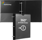 Tashkummy 360 Degree Pivotable Binder, Upgraded 3 Ring Binder 1 inch, Flexible Binders 3 Ring, Foldable Three Ring Binders- Black