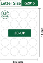 Gemsroyal 2.5 Inch Round Labels Printable,Matte White Circle Printable Stickers,2.5" Circle Labels for Printer,2-1/2" Blank Round Sticker Label,40 Sheets,12 Stickers per Page,World Class Materials