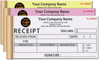 Custom Invoice Book in 3-Part /2-Part Receipt Book with Carbon Copies Personalized Carbonless Service Invoice Form Books Sales Order Book with Company Name Logo Address,H3-Receipt Book