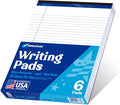 WritePads Legal Pad 8.5 x 11 Note Pad, Wide Ruled Writing Pad, White Paper, 6-Pack, 50 Sheets Per Pad, Micro-Perforated Notepad, Office Supplies (KSU-8331) - Made in the USA