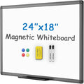 VIZ-PRO Magnetic Whiteboard/Dry Erase Board with Black Aluminium Frame, 24 X 18 Inches, Includes 1 Eraser & 2 Markers & 4 Magnets