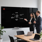 MaxGear Glass Whiteboard, Tempered Magnetic Dry Erase Board 96 x 48 Inch Black, Frameless Wall Mounted, Office Classroom Conference Room Home Use, Includes Markers, Eraser, Magnets & Mounting Kit