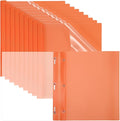 PATIKIL Plastic Report Covers with Prong, 10 Pcs 80 Sheet Clear Front Presentation Binders with 3 Metal Prong Fasteners Report Folder for Resume Documents Files Letter, Orange