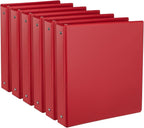 CIXILDTS 1-Inch Round Ring Binder, Standard 3 Ring Binder Fit Letter Size Paper, Presentation View Binders, 6-Pack, Red