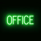 SpellBrite OFFICE Sign | Directional Sign with Neon Look, Green LED Light Source | 20.5" x 6.3"