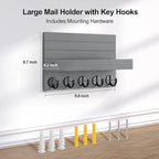 Lwenki Key Holder for Wall, Decorative Key and Mail Holder with Shelf Has Large Key Hooks for Bags, Coats, Umbrella – Paulownia Wood Key Hanger with Mounting Hardware (9.8”W x 6.7”H x 4.2”D)