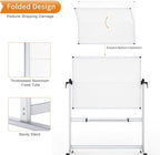 VIZ-PRO Double-Sided Mobile Whiteboard, 48 x 48 Inches, Magnetic Rolling Dry Erase White Board on Wheels with Aluminium Frame and Stand 4' x 4'