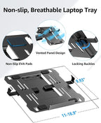 MOUNTUP Laptop and Monitor Desk Mount, Laptop Tray for Max 17" Notebook, Monitors Arm Fits up to 32" Monitor, Laptops Arm Holds 4.4-22lbs, 2-in-1 Tall Laptops Mount with Clamp/Grommet