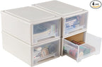 Buyitt 12 Quart Desktop Drawer Storage Unit, Plastic Stackable Storage Drawer, 4 Pack