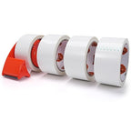 TAPEBEAR White Packing Tape with Dispenser, 1.88 Inch x 60 Yards Packaging Tape, 4 Refills Rolls Decorative Moving Tape for Boxes, Shipping and Sealing