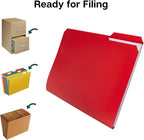 Dunwell Plastic Colored File Folders (12 Pack), 1/3 Tab Filing Folders for 8.5x11 Letter Size Documents, Assorted Colors, Acid-Free Poly, Includes Labels