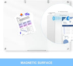 48 x 36 Inches Glass Whiteboard, Magnetic Glass Dry Erase Board for Wall, 4' x 3' Brilliance White Board for Office, Home, School