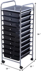 Giantex 10 Drawer Rolling Storage Cart Scrapbook Paper Office School Organizer (Black)
