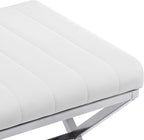 DUHOME Vanity Stool,Modern PU Leather Ottoman Stool Chair for Vanity Bench with Metal X Legs, Rectangle Makeup Stools Padded Foot Rest Ottoman for Makeup Room, Living Room, Bathroom,White