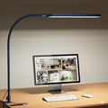 SKYLEO LED Desk Lamp - Desk Light for Home Office - Flexible Gooseneck - 5 Color Modes X 11 Brightness Levels - 1300LM - Timmer & Memory Function - 12W Clip on Light - Blue