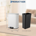 Takywep 3.2 Gallon Brushed Stainless Steel Trash Can with Soft-Close Lid, 3.2/5.3/8/13.2 Gallon Smudge-Resistant Compact Garbage Bin for Kitchen, Bathroom, Office - Black & White