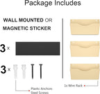 3 Pockets Magnetic File Holder for File Cabinets, Refrigerator, Whiteboard, Magnetic Paper Organizer, Magnetic Mail or Folder Holder,Magnetic Magazine Rack,Wall Mount Hanging Mail Organizer (gold)