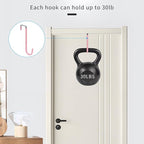 FYY Over The Door Hooks, 4 Pack Upgraded Long Door Hangers Hooks with Rubber Prevent Scratches Heavy Duty Organizer Hooks for Hanging Clothes, Towels, Hats, Coats, Bags Pink