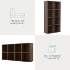 OSCHF 8-Cube Storage Shelf Bookcase - Wooden 4-Tier Floor Standing Open Bookshelf for Home and Office, Cuby Orgainzer, Walnut