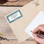 Blue Granite Personalized Border Return Address Labels- Set of 144 1-1/8" x 2-1/4" Self-Adhesive, Flat-Sheet Labels, by Colorful Images
