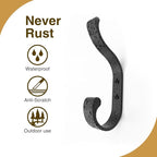 bussdis Coat Hooks Wall Mount for Hanging, Heavy Duty Backpack Hooks for Wall, Hold up to 30 lbs, Large Hanger Hooks for Towels, Purses, Clothes, Mudroom, Bathroom, Door, Black, 4 Pack