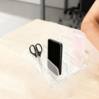 itechpanda Acrylic Mail Holder Clear File Sorter Desk Organizer Clean Desktop Vertical Desk Letter Sorter with 5 Compartments for Office Home Envelope Bill Document Notebook File Paper (Small)