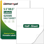 Gemsroyal 5.5"×8.5" Half Sheet Shipping Labels Printable,5.5×8.5 inch White Matte Address Label Stickers for Laser/Inkjet Printer,Half Page Large Mailing Sticker Paper, 80 Blank Labels in Total
