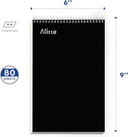 Alitte Steno Pads Spiral 6x9-24 Pack Black Colors - Perfect for Work, School, and Home Use, Easy Tear-Off Pages, Gregg ruled, White Paper - No Ink Bleeds - 80 Sheets