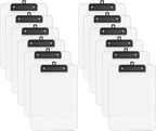 Zoenley A4 Plastic Clipboard Set of 12, Clear 12.5 x 9 Letter Size for Classroom, Students, Teacher, Nurse, A4 Transparent 8.5 x 11 Clip Board with Low Profile Black Clip, Office & School Supplies