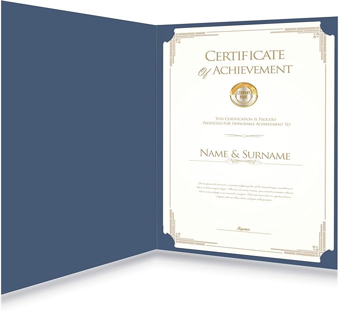 HAUTOCO 90 Pack Certificate Holders, Navy Blue Diploma Holders, Document Award Covers Certificate Folders with Gold Foil Border for 8.5x11 Letter Size