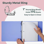 POPRUN 3 Ring Binder 1 Inch, PVC-Free, Holds 175 Sheets of 8.5 x 11 Paper, Extra Durable Organizer with 2 Pockets for School & Office, Heavy-Duty, 4 Pack, Multicolor